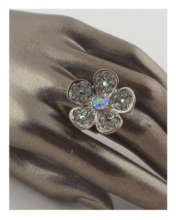 RING - Charming Flower Rhinestone Adjustable Design