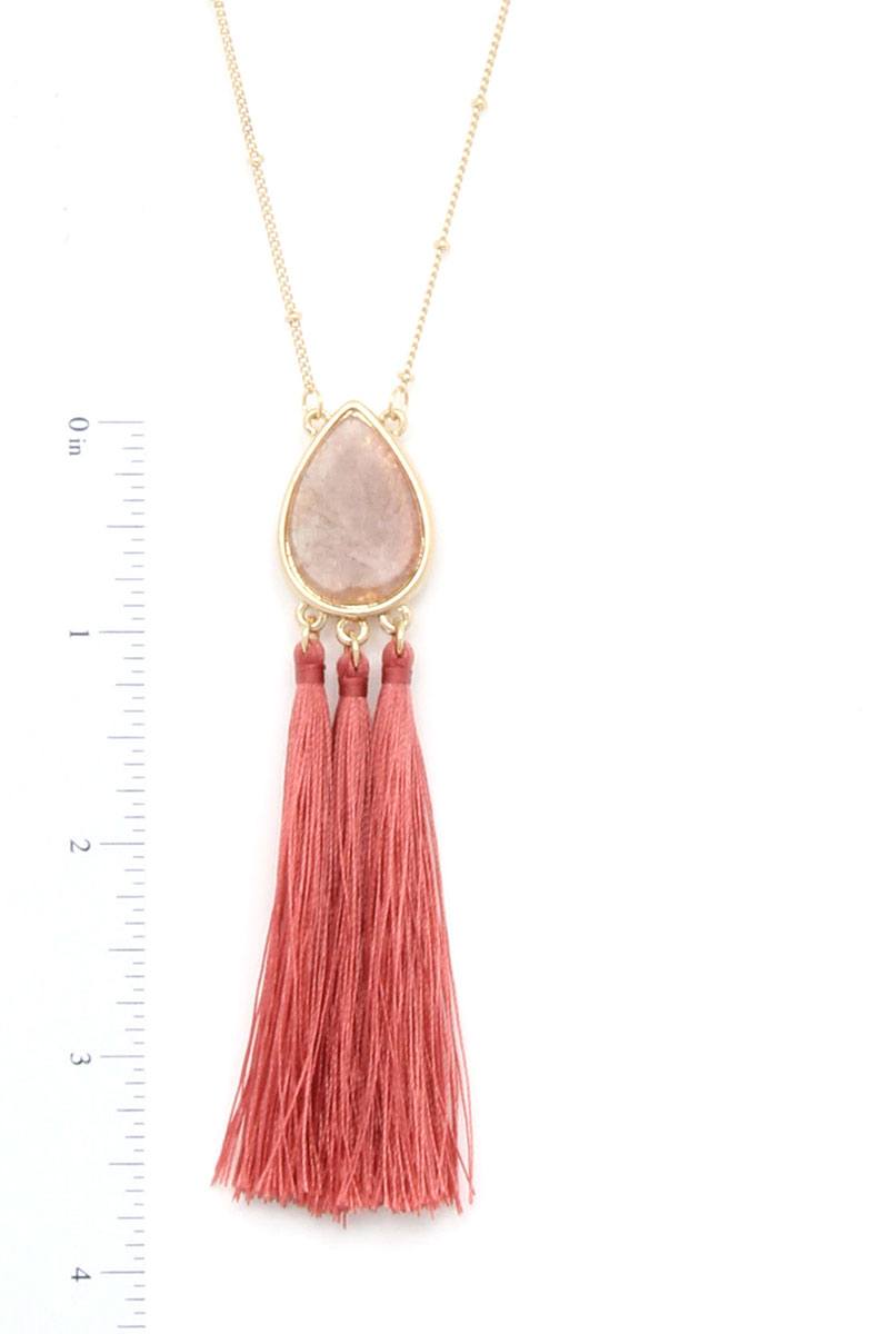 Teardrop Shape Tassel Pendant Necklace