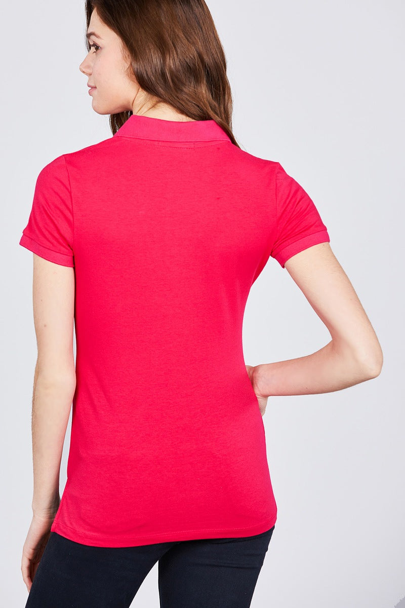 Classic Jersey Spandex Polo Top