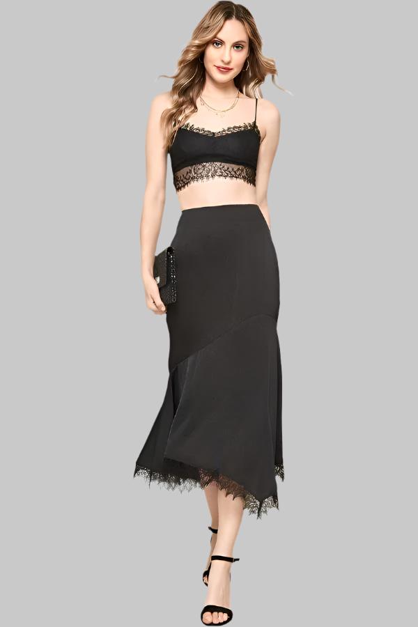 A Solid Woven Midi Skirt