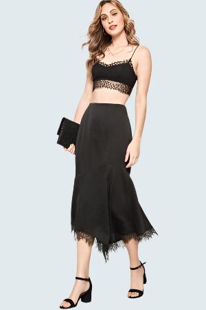 A Solid Woven Midi Skirt