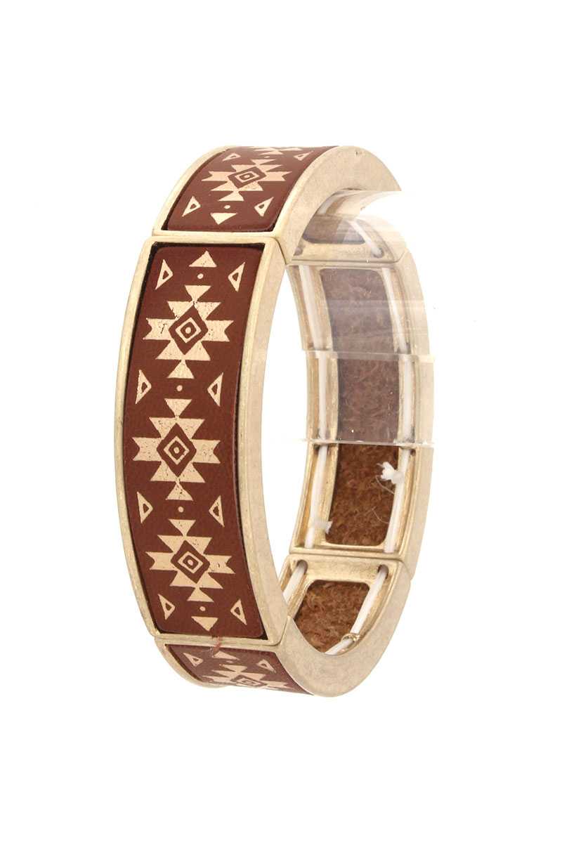 BRACLET - Aztec Pattern Metal Stretch Band