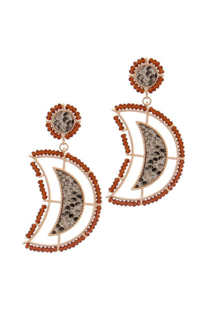 EARRINGS - Captivating Beaded Snake Pattern Post Drop Design