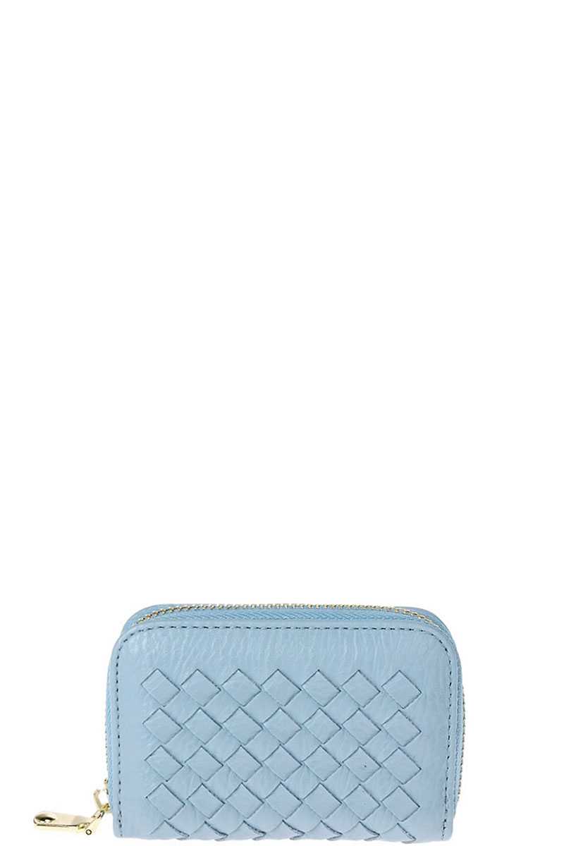 Stylish Zip Around Multi Slots Braided Card Case