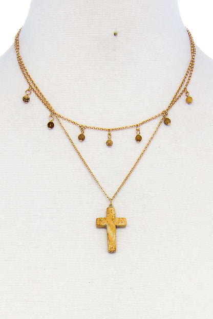 Jewelry - Necklace Double Layered Cross Pendant Chain