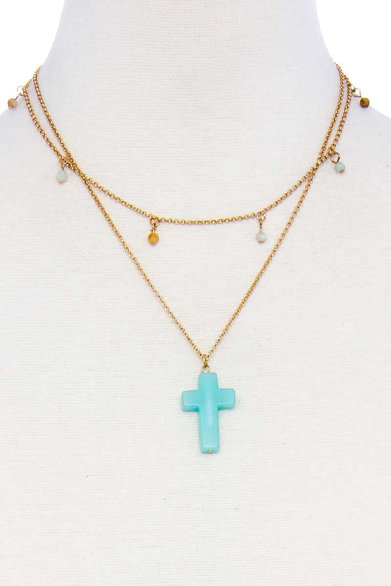 Jewelry - Necklace Double Layered Cross Pendant Chain