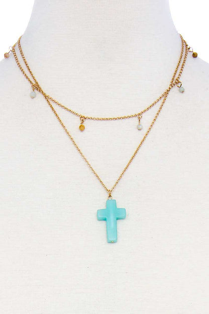 Jewelry - Necklace Double Layered Cross Pendant Chain