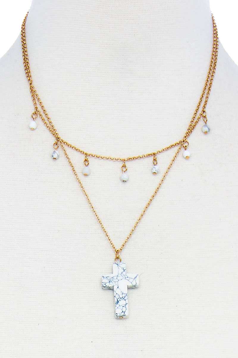 Jewelry - Necklace Double Layered Cross Pendant Chain