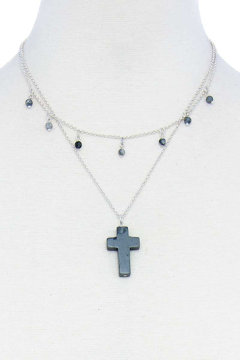 Jewelry - Necklace Double Layered Cross Pendant Chain