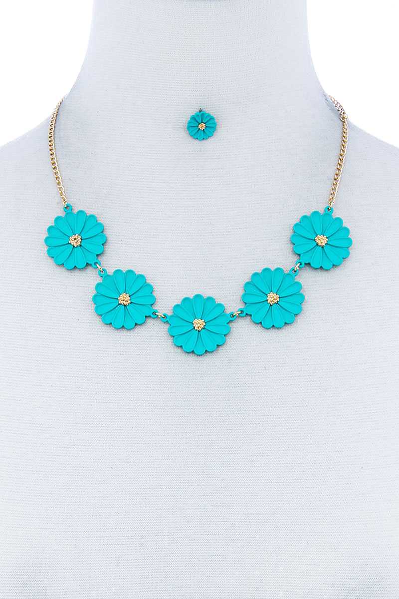 SETS - Fashion Cute Multi Tender Flower Necklace and Earring Set