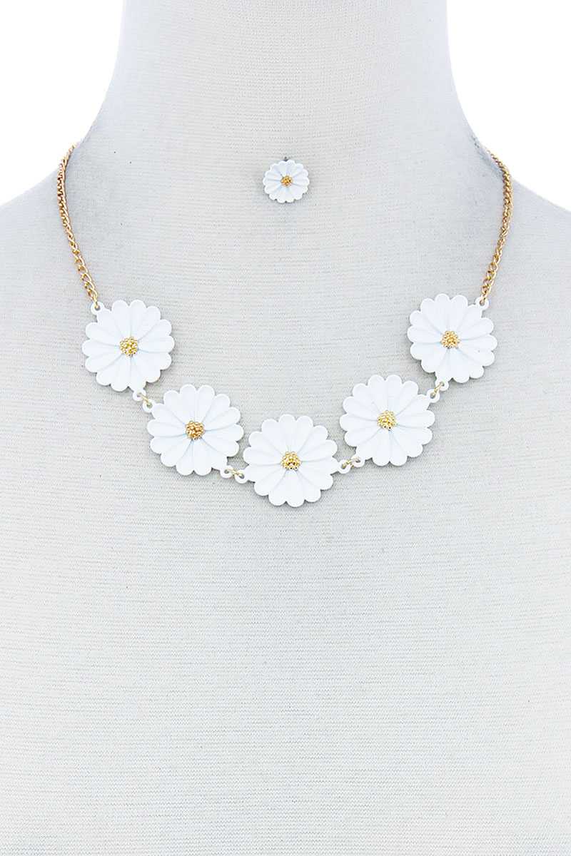 SETS - Fashion Cute Multi Tender Flower Necklace and Earring Set