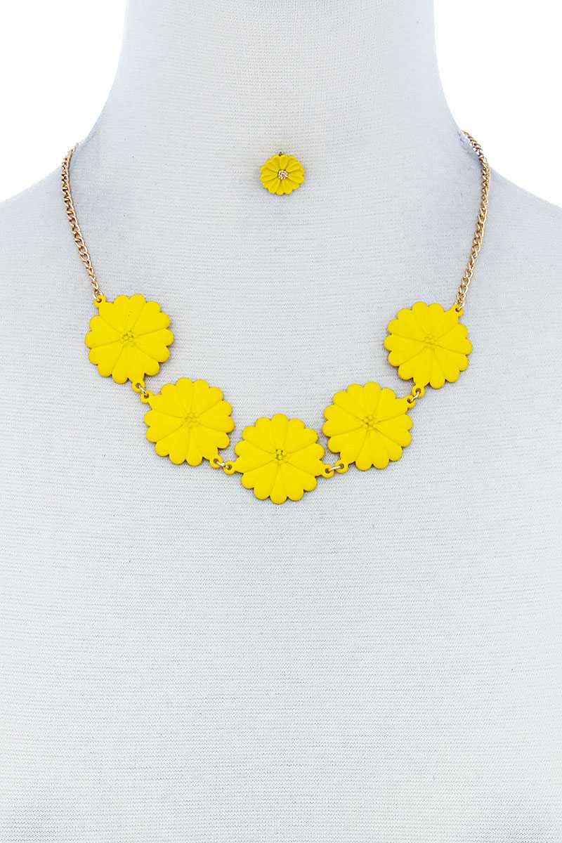 SETS - Fashion Cute Multi Tender Flower Necklace and Earring Set