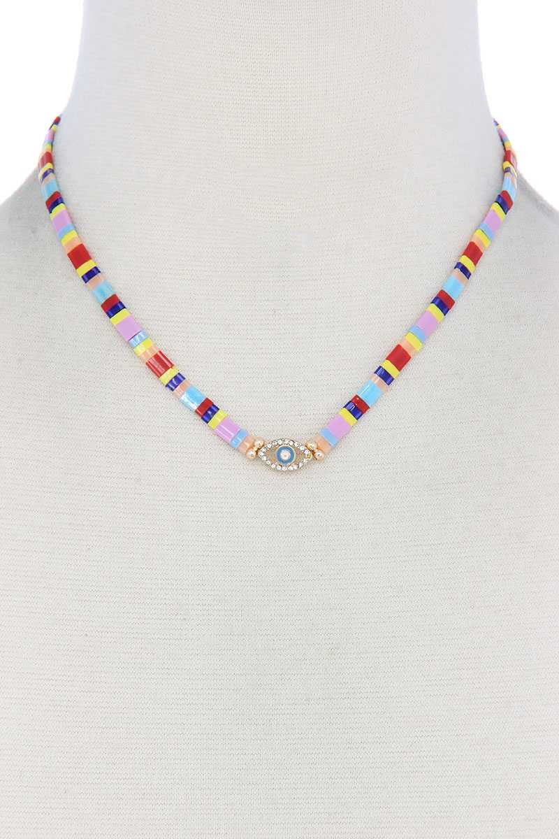 Jewelry -  Necklace Eye Charm Color Block Design