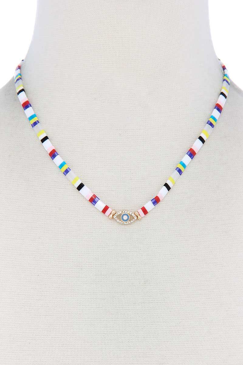 Jewelry -  Necklace Eye Charm Color Block Design