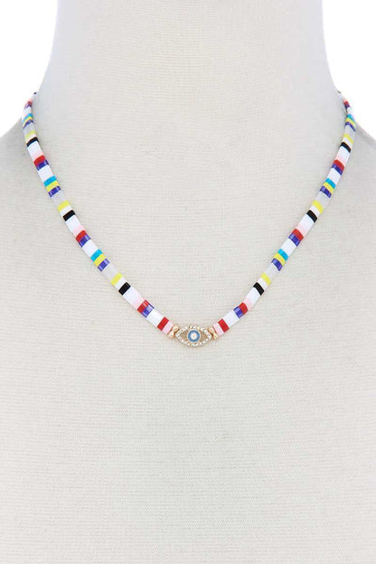 Jewelry -  Necklace Eye Charm Color Block Design