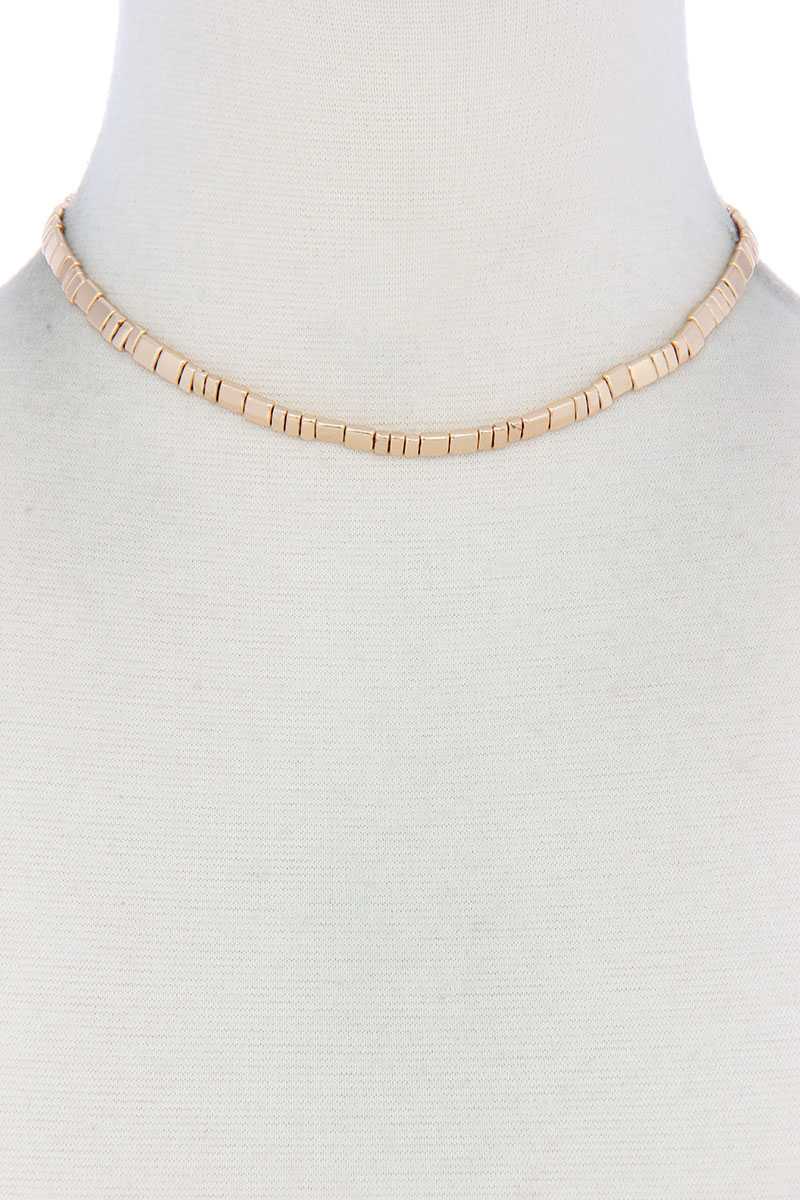 NECKLACE - Contemporary Metal Block Design Jewelry