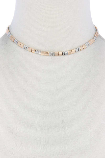 NECKLACE - Contemporary Metal Block Design Jewelry