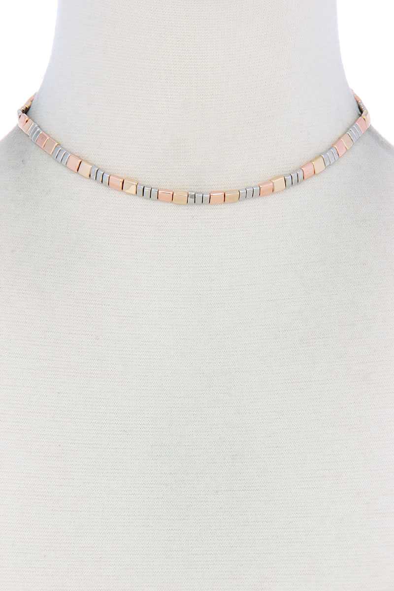 NECKLACE - Contemporary Metal Block Design Jewelry