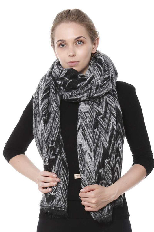 SCARVES - Zig Zag Printed Oblong Scarf