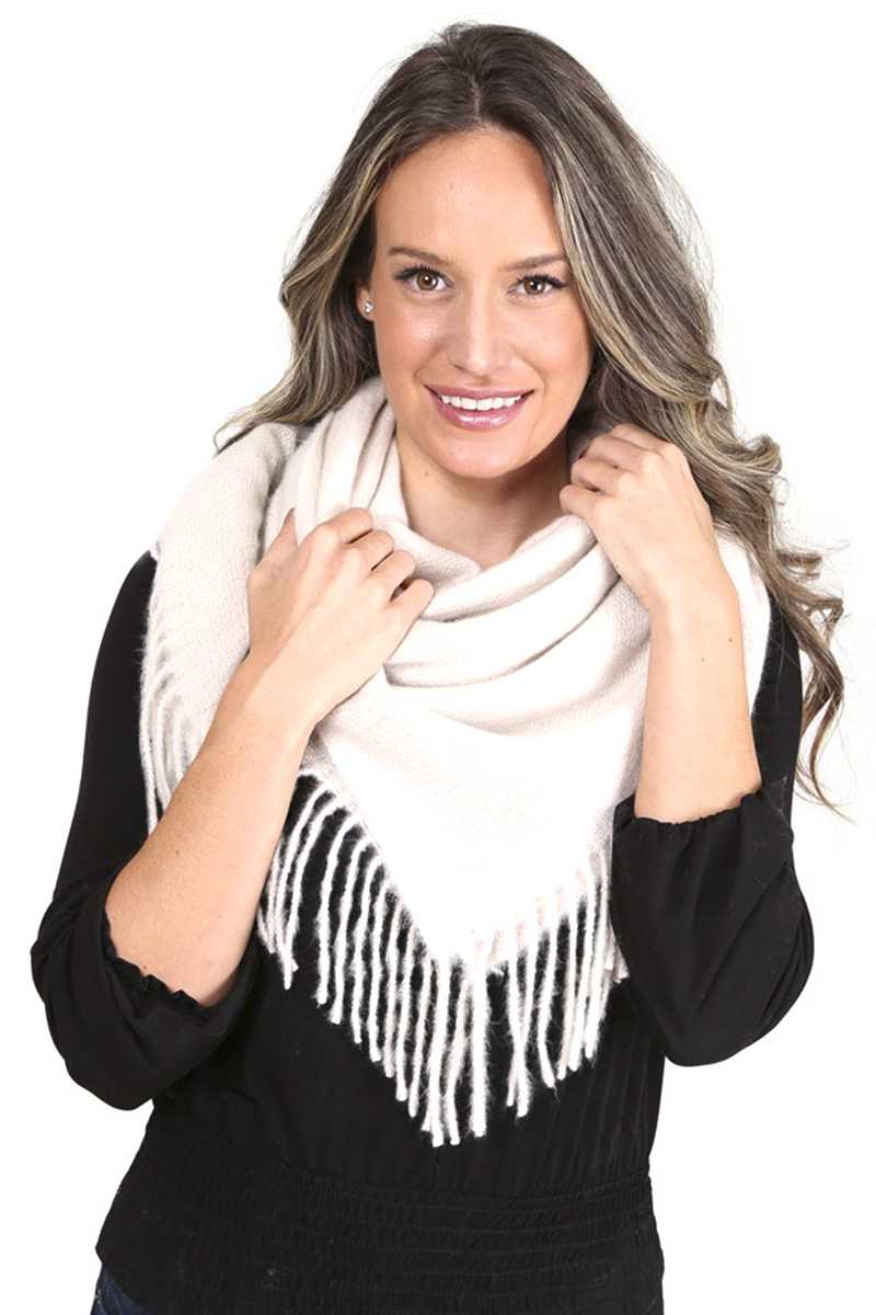 SCARVES - Solid Color Blanket Scarf With Fringes