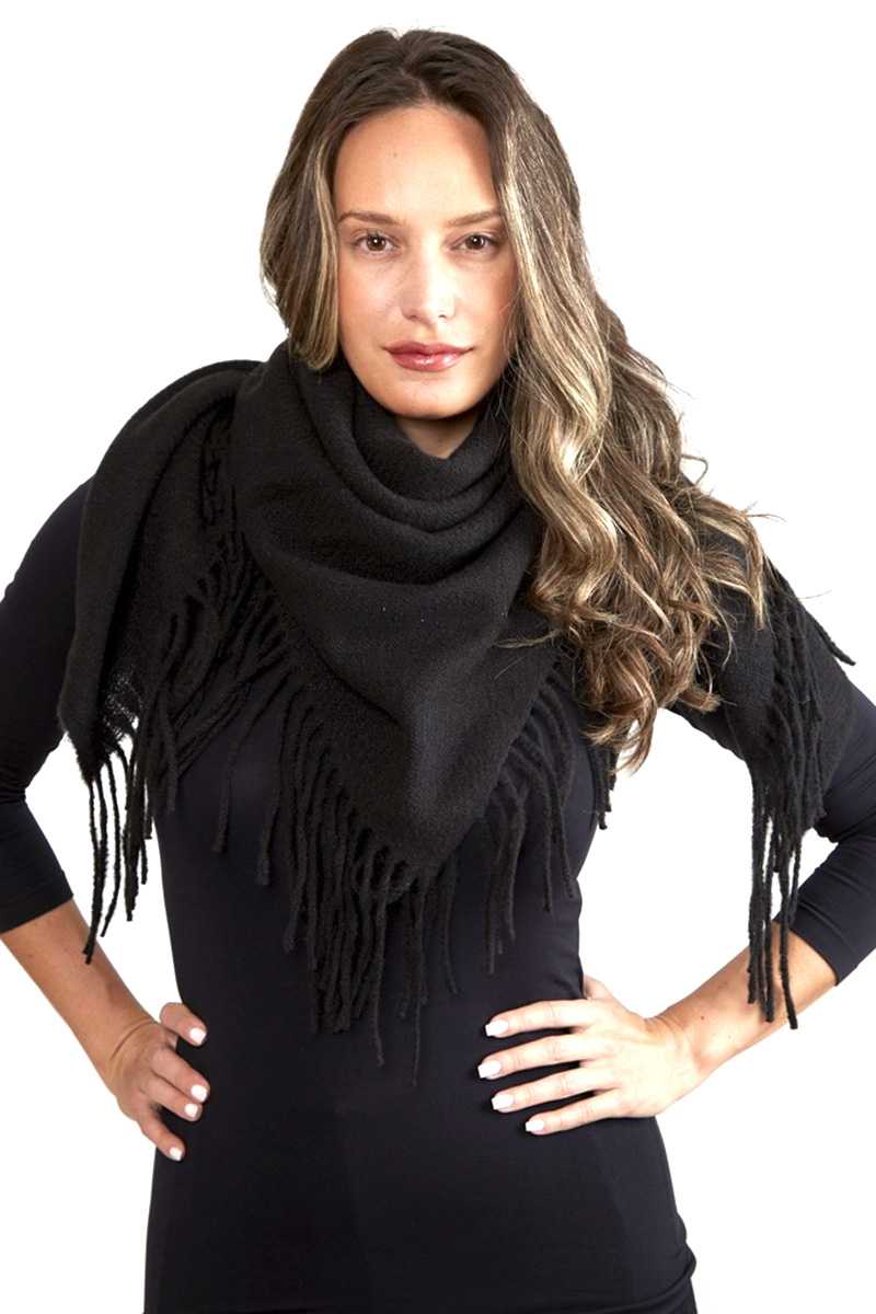 SCARVES - Solid Color Blanket Scarf With Fringes