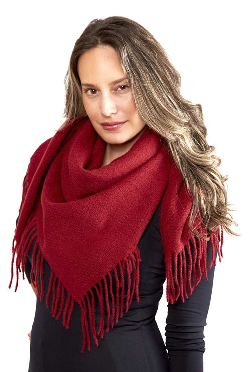 SCARVES - Solid Color Blanket Scarf With Fringes