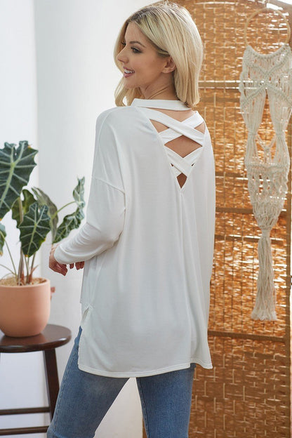 Criss Cross Open Back Longsleeve Top