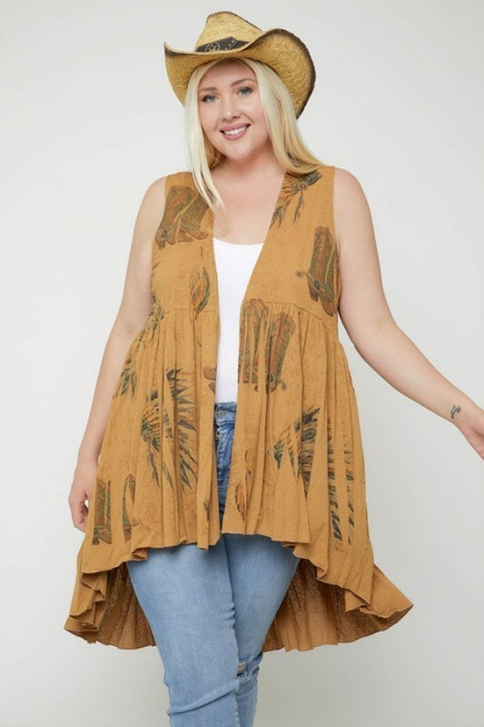 Long Flattering Silhouette Sleeveless Cardigan