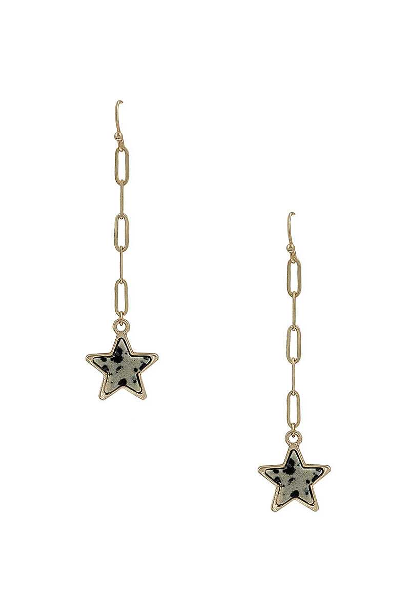 EARRINGS - Chain Link, Marble Star, to Enhance Your Style