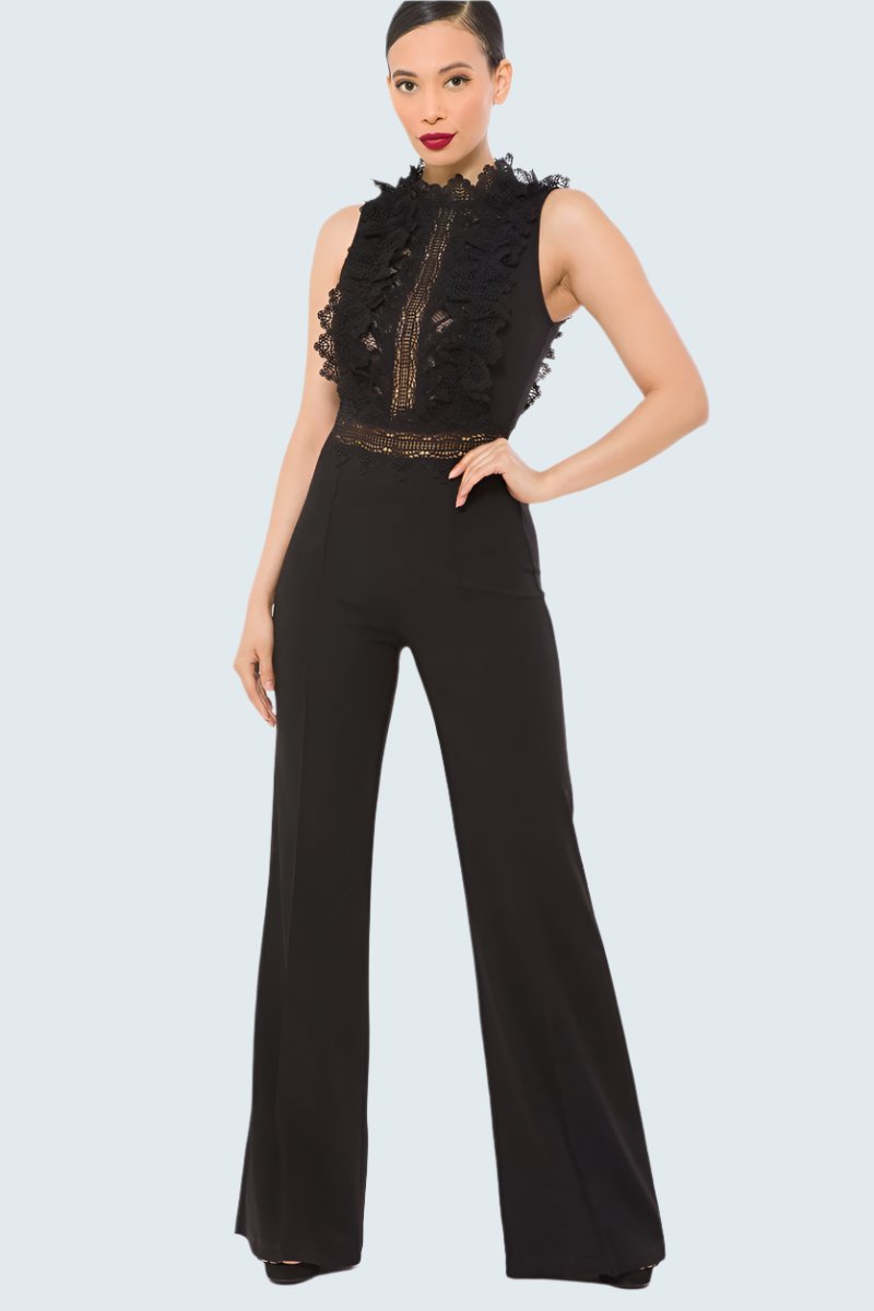 Crochet Lace Combined Bodice Jumpsuit