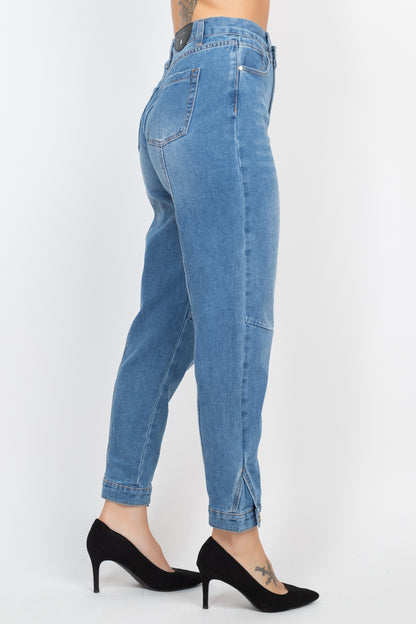 Cuffed-button Mom Jeans