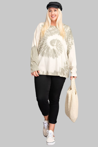 TOPS - Plus Size Ls Special Washed Poly Rayon Knit T-Shirt