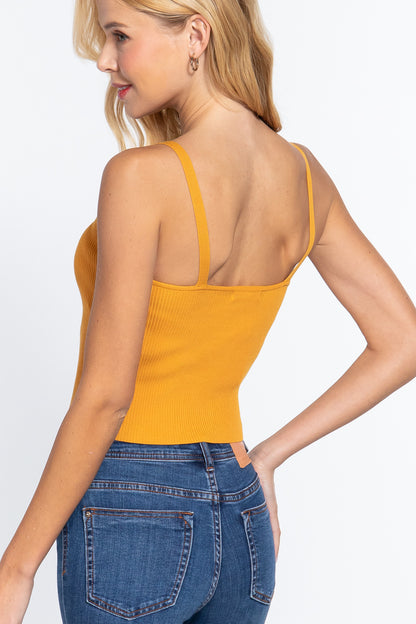 Front Closure With Hooks Sweater Cami Top