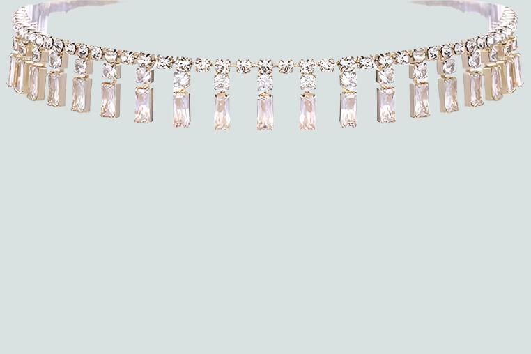 Crystal Baguette Piano Choker Necklace