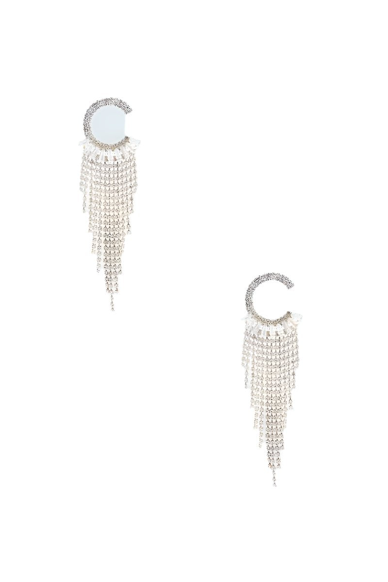 EARRINGS - Crystal C Shape Baguette Fringe Design