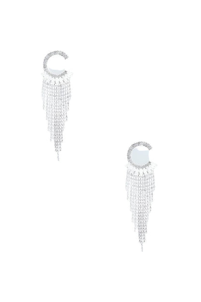 EARRINGS - Crystal C Shape Baguette Fringe Design