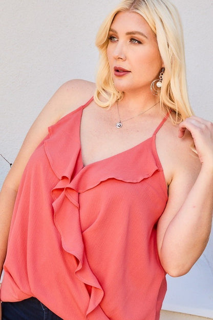 Front Surplice Ruffle Cami Top