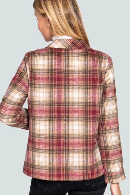 Notched Collar Plaid Jacket