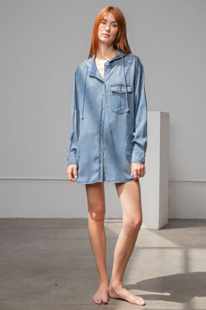 Denim - Washed Denim Shirt Jacket