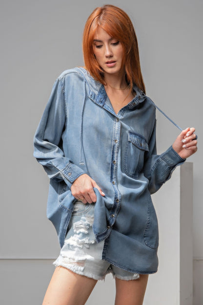 Denim - Washed Denim Shirt Jacket