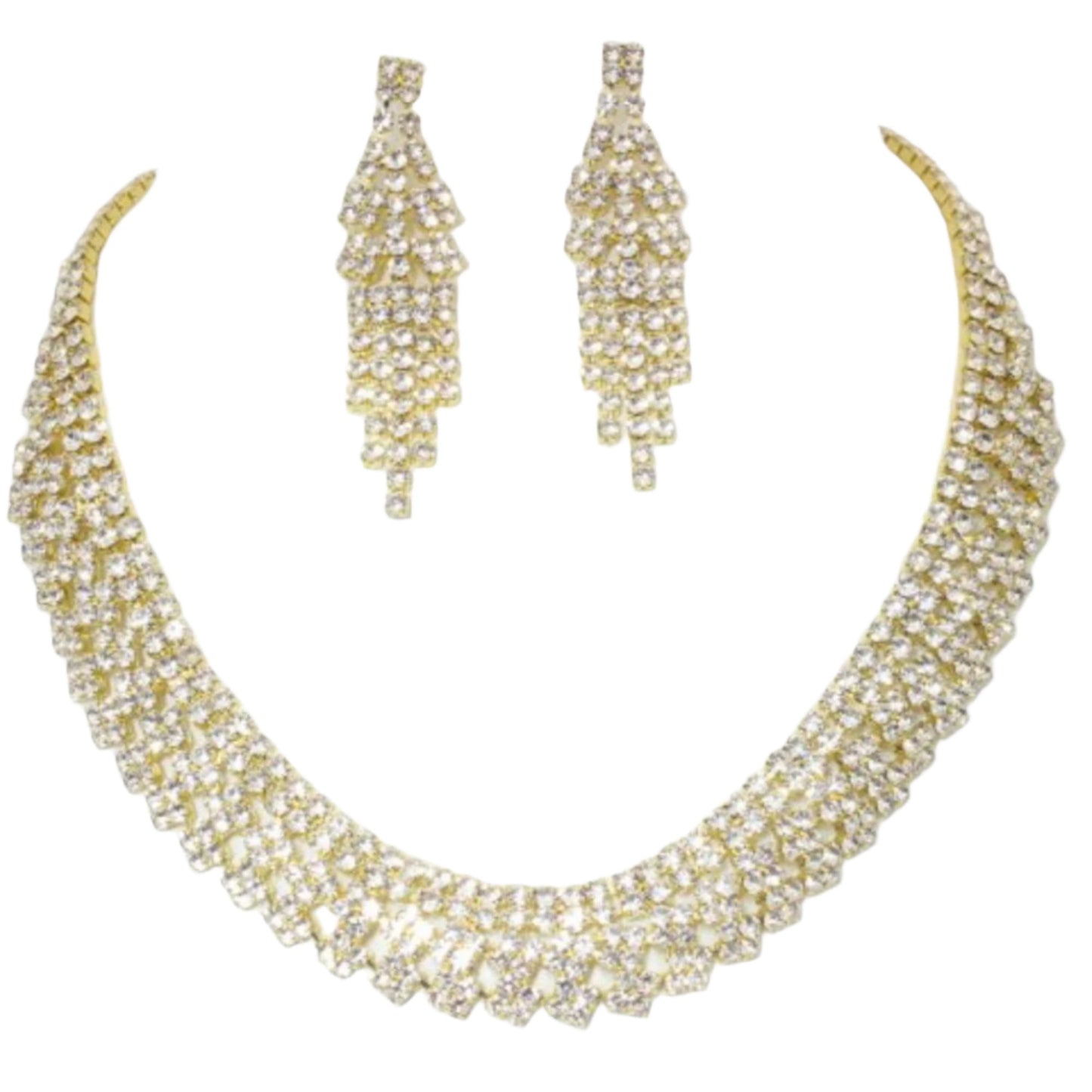 Rhinestone Necklace Earring Set