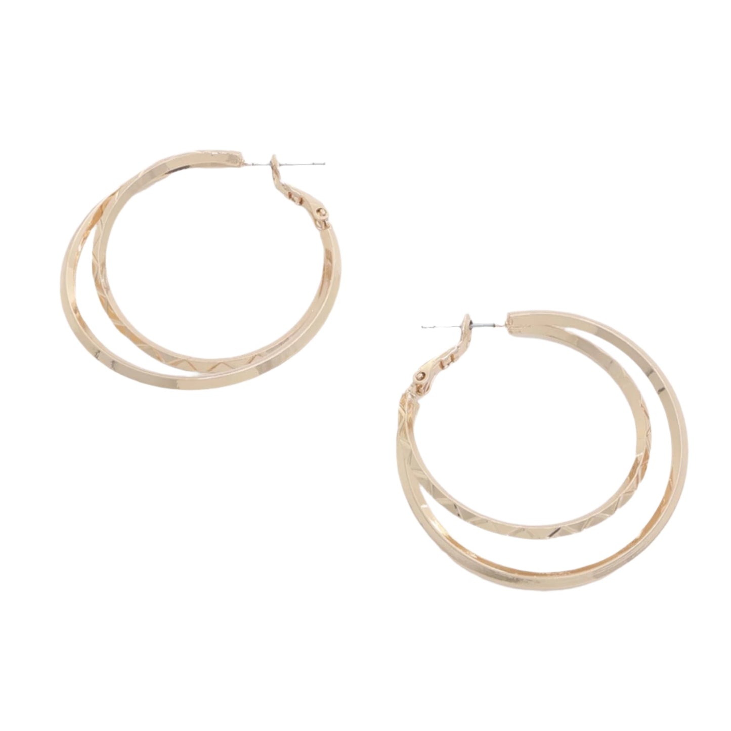 EARRINGS - Metal Double Hoop Design