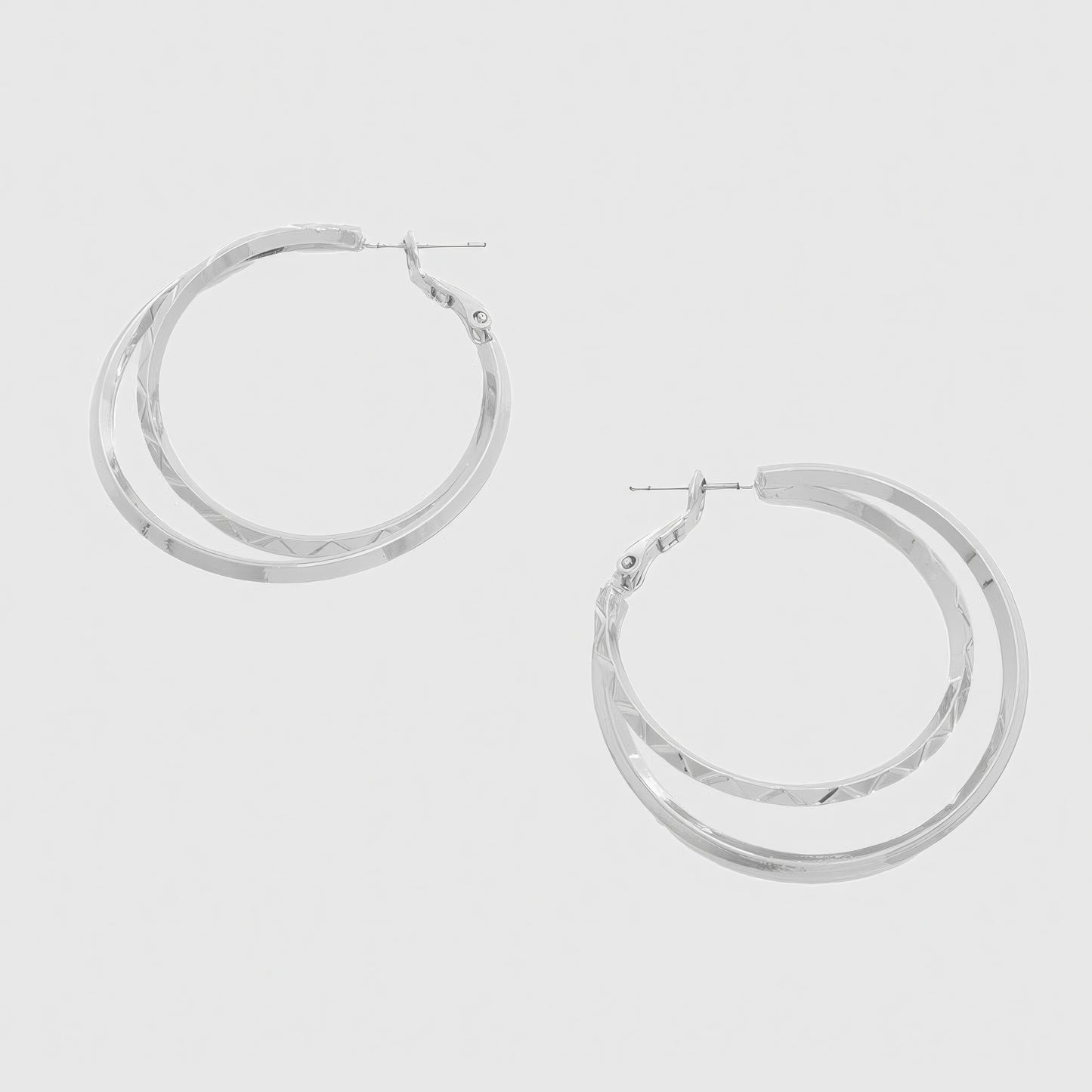 EARRINGS - Metal Double Hoop Design