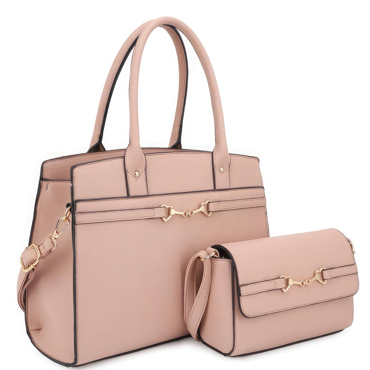 Bag - 2in1 Matching Design Handle Satchel With Crossbody Set