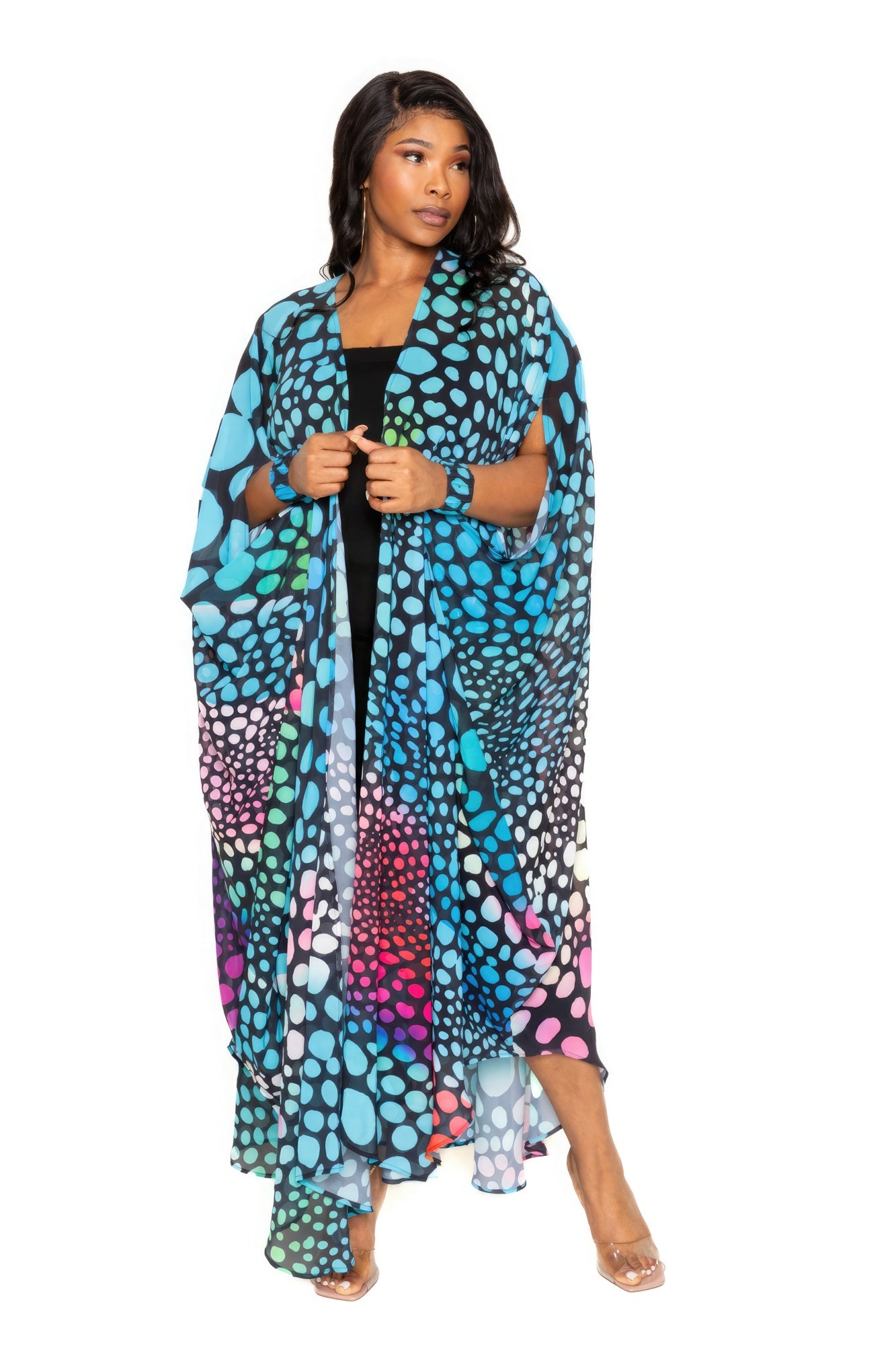 Dot Robe With Wrist Band