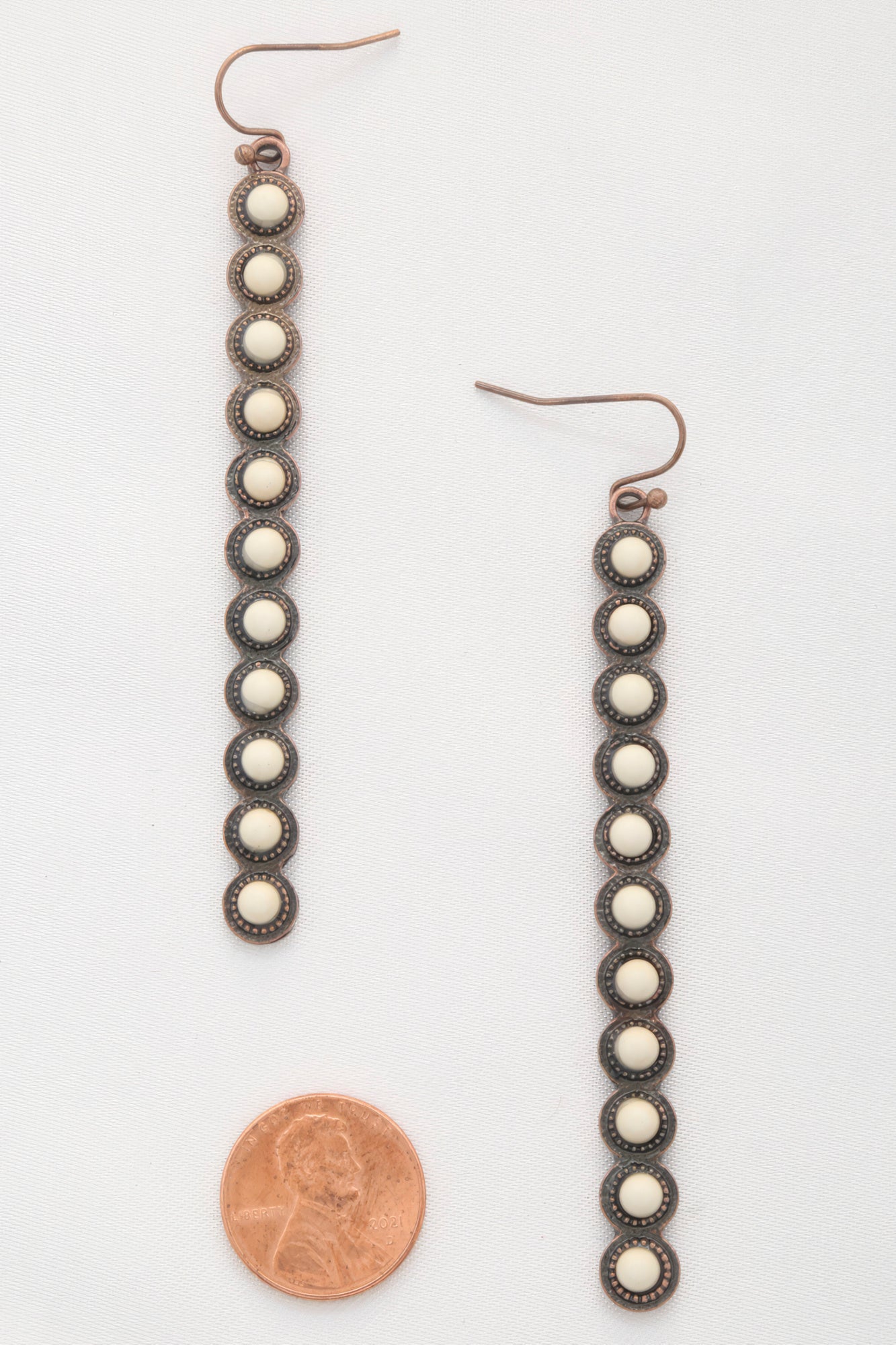 Earrings - Rodeo Western Round Bead Pattern Metal Dangle Style