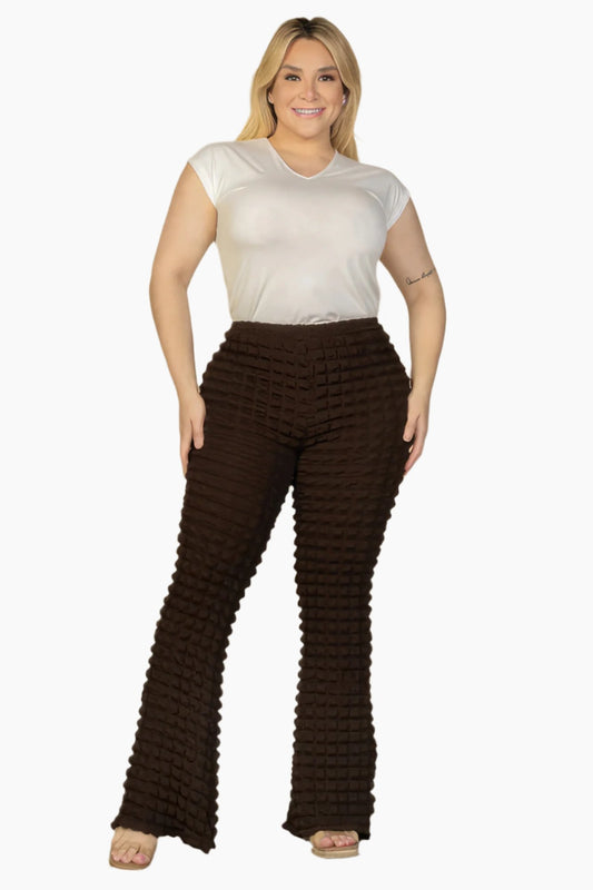 Plus Size Bubble Fabric Flare Pants