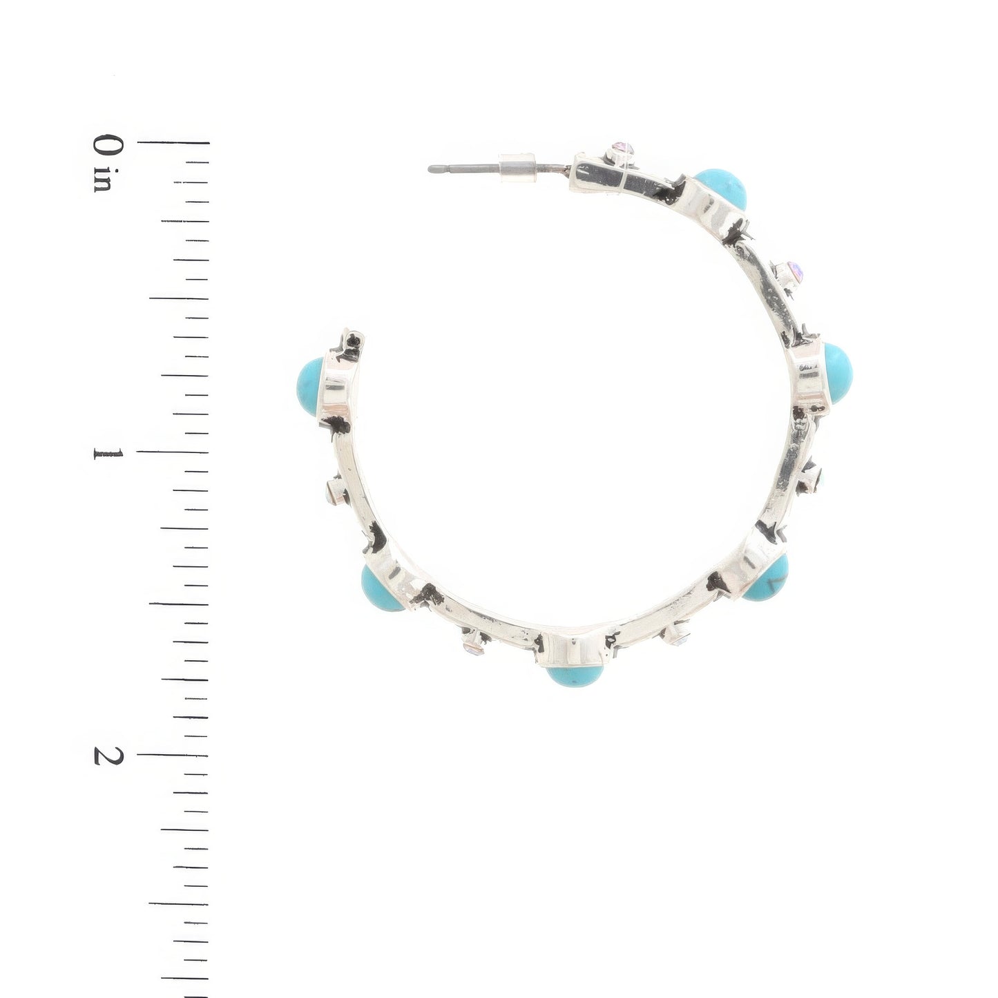 Earrings - Western Turquoise Bead Open Hoop Design