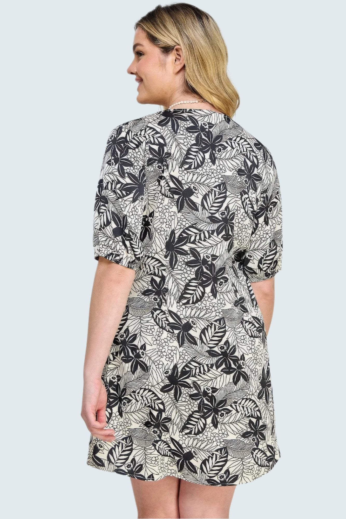 Plus Botanical Print Front Tie Dress