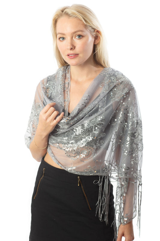 SCARVES - Sequined Shawl Flower